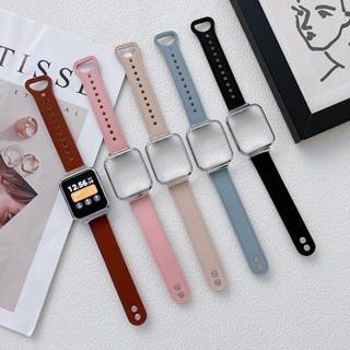 สายนาฬิกาข้อมือหนัง กรอบโลหะ อุปกรณ์เสริม สําหรับ Xiaomi Mi Watch Lite Redmi 2 Lite