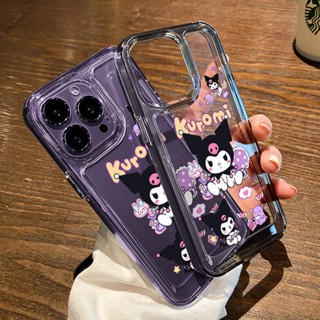 เคสโทรศัพท์ซิลิโคน TPU ใส แบบนิ่ม ลายการ์ตูน สีม่วง กันกระแทก สําหรับ IPhone 14 13 11 12 Pro XS Max XR X 8 7 6S Plus