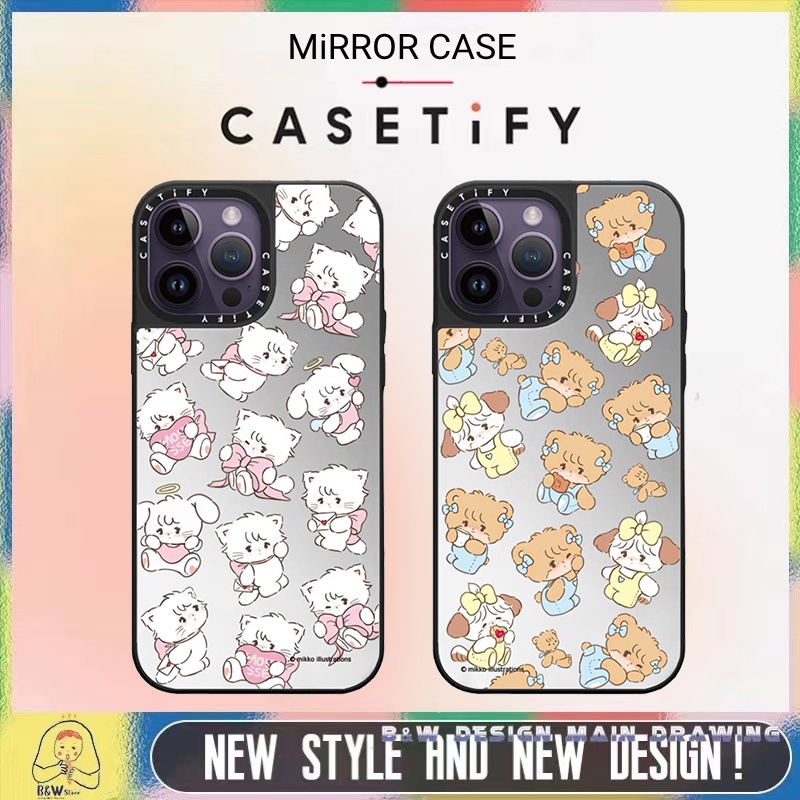 Casetify เคสโทรศัพท์มือถือกระจก ลายแมวน่ารัก สําหรับ iPhone 14 13 12 11 Pro MAX XR IX XS MAX