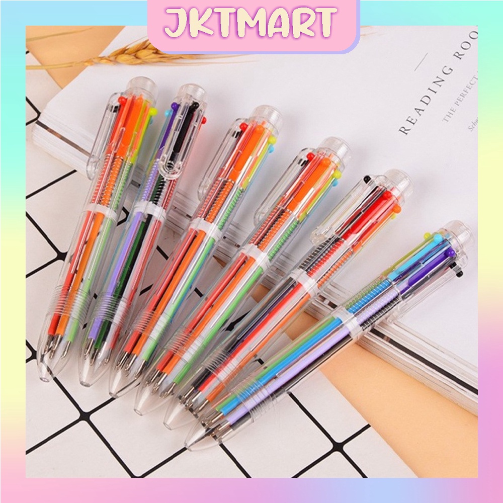 JKTMART ปากกาลูกลื่นใส 6 สี Six-in-One สี S048