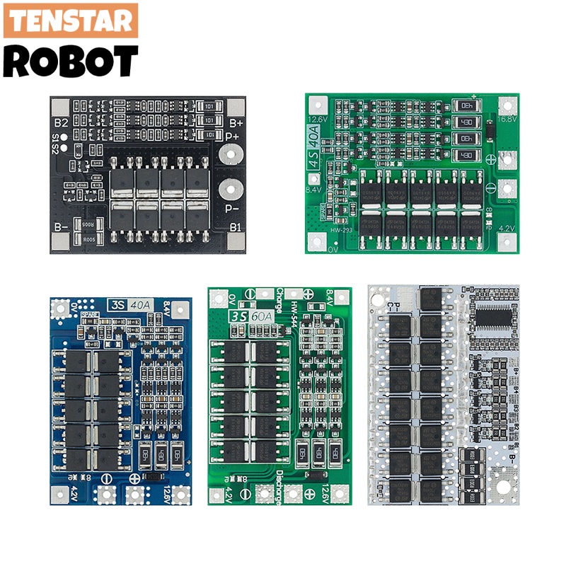 บอร์ดป้องกันแบตเตอรี่ลิเธียม 3S 4S 5S Li-ion 18650 BMS 25A 30A 40A 60A 100A พร้อมสมดุล สําหรับมอเตอร