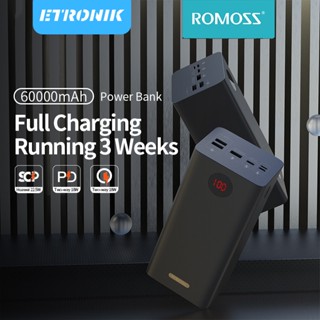 ETRONIK ROMOSS PEA60 Power Bank 60000mAh 22.5W SCP PD QC 3.0 Fast Charge แบตเตอรี่ภายนอกแบบพกพา Powerbank สำหรับ Xiaomi iPHONE