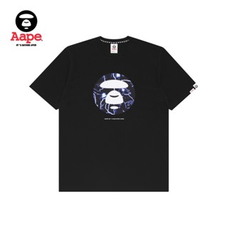 Aape เสื้อยืดแขนสั้น พิมพ์ลายตัวอักษร ทรงหลวม สีตัดกัน แฟชั่นฤดูใบไม้ร่วง และฤดูหนาว สําหรับผู้ชาย 0815XXH