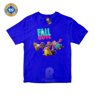 (ฟรีชื่อ) เสื้อยืด ผ้าฝ้าย พิมพ์ลายเกม FALL GUYS GAME MOTIF UNISEX สําหรับเด็ก