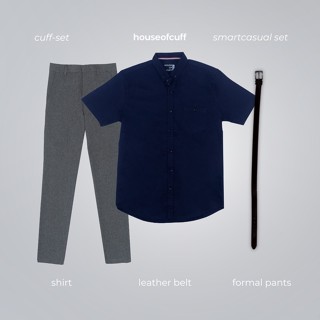 Smartcasual Set 29: เสื้อเชิ้ตทางการ ตัวสั้น เข้ารูป กางเกงทางการ เข็มขัด