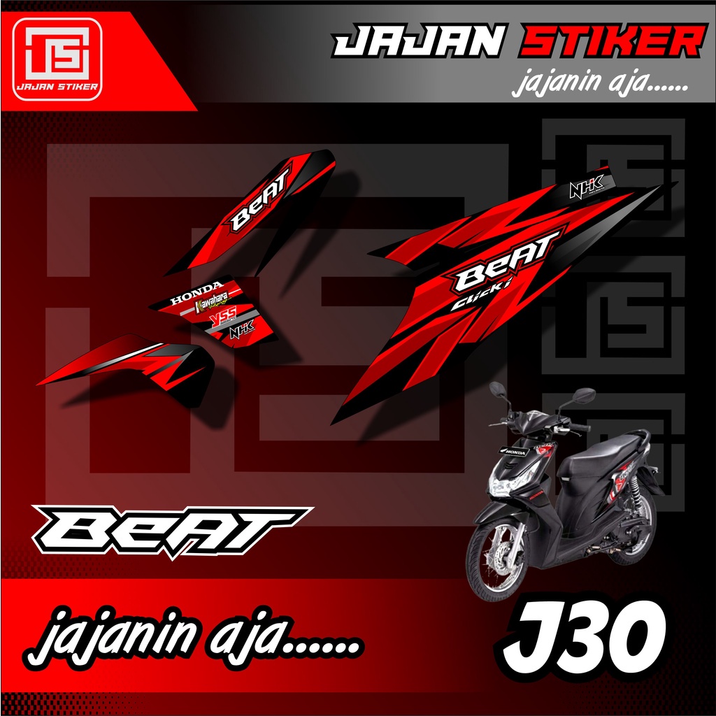 สติกเกอร์วาริชั่นแถบคาร์บูเรเตอร์ Beat พร้อม motif แบบเรียบง่าย j30