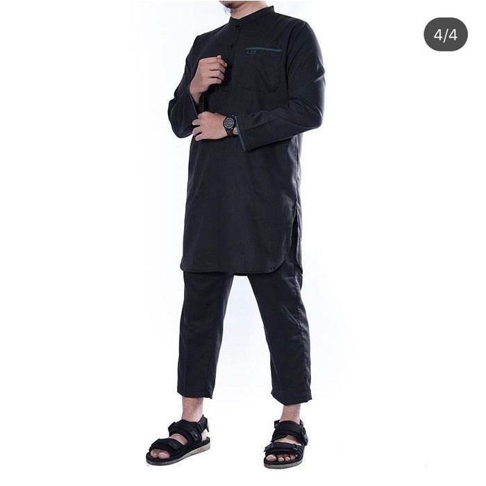 PAKISTAN KOKO KURTA BAJU - ชุดมุสลิมผู้ชาย - สีดํา, M LATEST TRENDY QUALITY R0T8