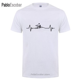 เสื้อยืดแขนสั้น คอกลม ผ้าฝ้าย พิมพ์ลาย Heartbeat Of Rowing แฟชั่นสําหรับผู้ชาย