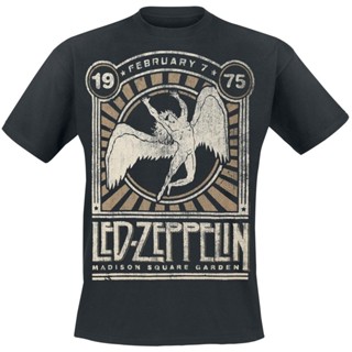 Qiuy5 [พร้อมส่ง] เสื้อยืดแขนสั้นลําลอง ผ้าฝ้าย 100% พิมพ์ลาย Madison Square Garden 1975 Led Zeppelin พลัสไซซ์ ของขวัญวัน