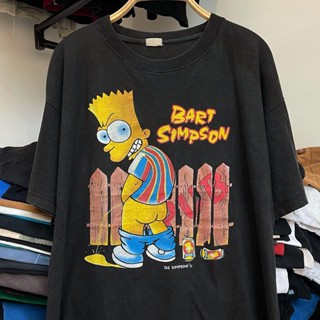 [S-5XL] เสื้อยืดแขนสั้น พิมพ์ลายอนิเมะ The Simpsons co-branded American street ทรงหลวม สําหรับผู้ชาย และผู้หญิง_09