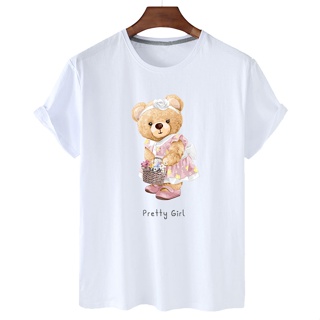 Women T shirt кроп топ Beautiful Teddy Bear Short sleeved  Summer Fashion Leisure Student Tops Round Collar Large S_02