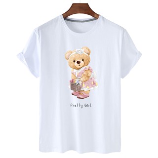 Women T shirt кроп топ Beautiful Teddy Bear Short sleeved  Summer Fashion Leisure Student Tops Round Collar Large S_02