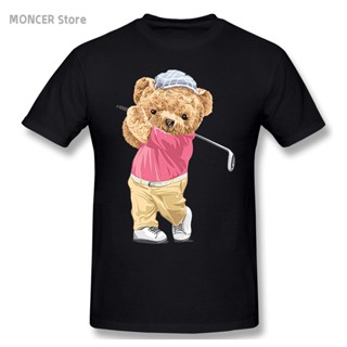 2023 New Mens T Shirts Lovely Cartoon Golf Teddy Bear T Tee Tshirt Cotton Tshirt_02