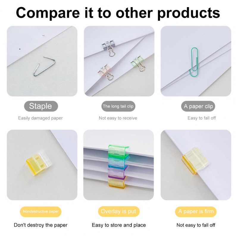 50 ชิ้น สีแคนดี้ กดกระดาษ คลิปผลัก ใส ทดสอบ กระดาษ แฟ้ม คลิปเก็บ เครื่องเขียนนักเรียน อุปกรณ์สํานักงาน โรงเรียน - รูปที่ 6