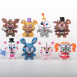 โมเดลฟิกเกอร์ PVC อนิเมะ Game Five Nights at Freddys Freddy Bonnie Chica Foxy Freddy Fazbears Pizza Q Version ขนาด 6-8 ซม. ของเล่นสําหรับเด็ก ของขวัญ 8 ชิ้น ต่อชุด