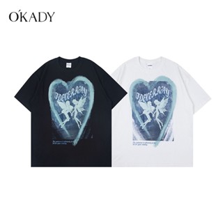 OKADY เสื้อยืดคอกลม【จัดส่งที่รวดเร็ว】New Collection ลายสตรีทลายเเฟชั่น โครตคูลสุดเท่