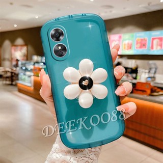 ใหม่ เคสโทรศัพท์มือถือแบบนิ่ม TPU กันกระแทก ลายดอกไม้ สีขาว พร้อมขาตั้ง สําหรับ OPPO Reno8 T 5G 4G Reno 8 8T Reno8T 2023