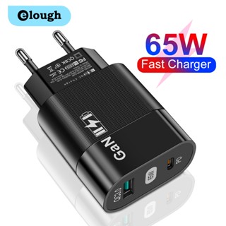 Elough อะแดปเตอร์ชาร์จโทรศัพท์มือถือ 65W GaN PD 3.0 USB Type C สําหรับแท็บเล็ต