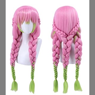 strongaromonyu   Wig for Kanroji Mitsuri Cosplay for Demon Slayer Green and Pink Long Straight Br   TH