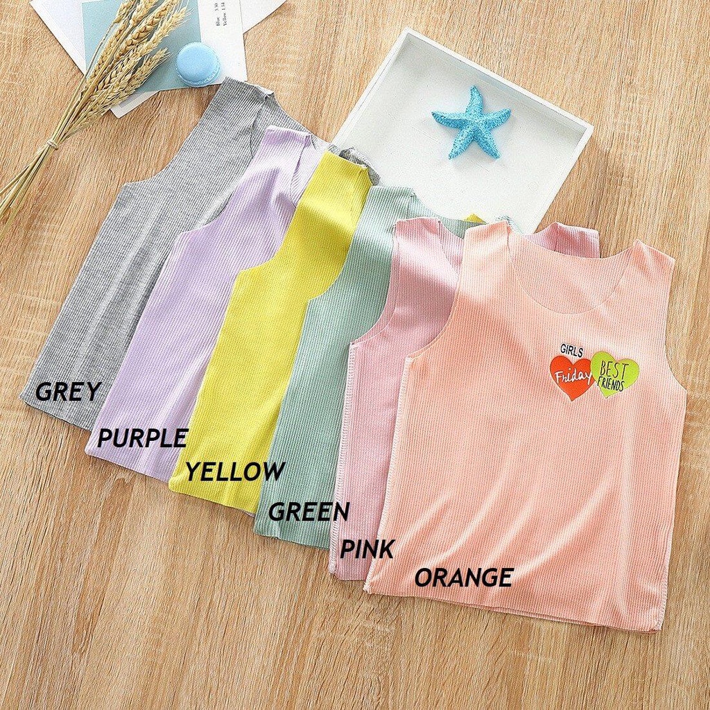 เสื้อกล้ามเด็กหญิง ฤดูร้อน เสื้อยืดเด็กใส่สบาย สีพาสเทล น่ารัก ผ้านุ่ม ระบายอากาศดี Y10