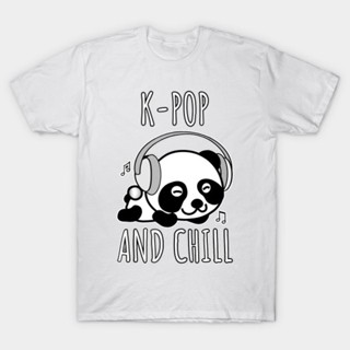 เสื้อยืดโอเวอร์ไซส์Gildan เสื้อยืดลําลอง แขนสั้น พิมพ์ลาย Like K Pop And Chill Kawaii Panda น่ารัก สําหรับผู้ชาย ผู_07