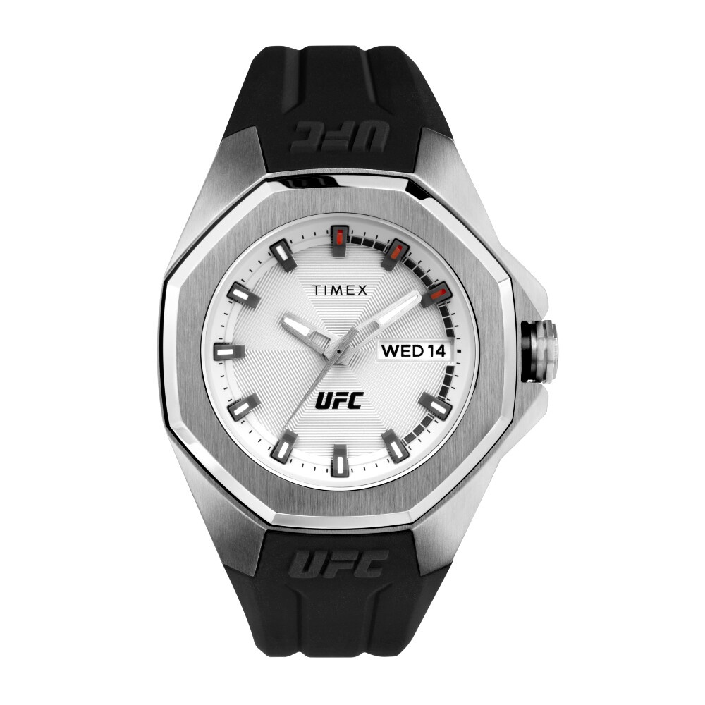 Timex TW2V57200 UFC PRO นาฬิกาข้อมือผู้ชาย สายซิลิโคน Black/Silver หน้าปัด 44 มม.