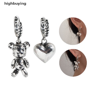 [highbuying] ต่างหู รูปหมีน้อย หัวใจ ไม่สมมาตร สไตล์วินเทจ เครื่องประดับ สําหรับปาร์ตี้ พร้อมส่ง