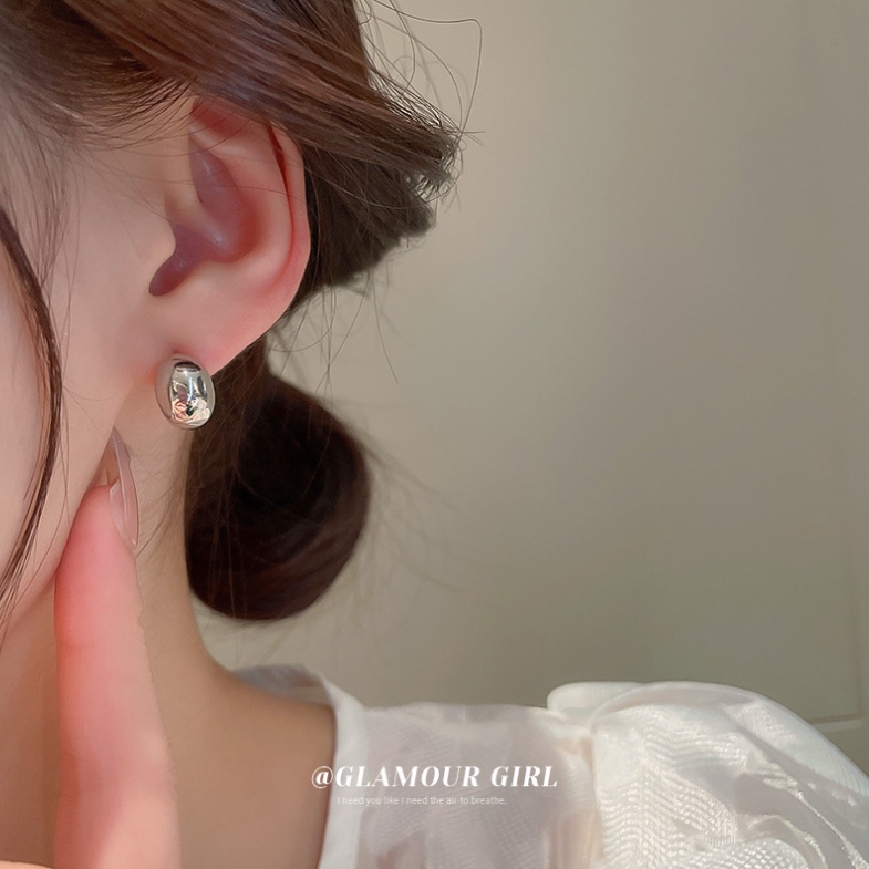 ต่างหูโลหะ รูปถั่ว เข้ากับทุกการแต่งกาย แฟชั่นเรียบง่าย - รูปที่ 2