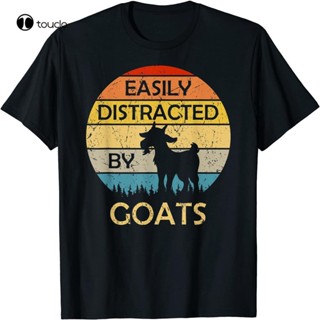 local Easily Distracted By Goats Retro Vintage Funny Goat Lover T-Shirt shirt stays for men