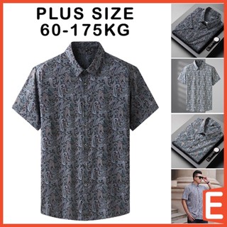 【Plus Size】เสื้อเชิ้ตแขนสั้นลําลอง พิมพ์ลาย Paisley ทรงหลวม ขนาดใหญ่ โอเวอร์ไซซ์ 60-175 กก. สไตล์ฮาวาย แฟชั่นสําหรับผู้ชาย