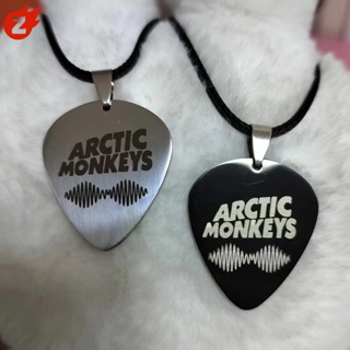 Arctic Monkeys จี้ปิ๊กกีตาร์ ~ เครื่องประดับ สร้อยคอเชือกหนัง สเตนเลส