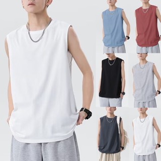 【COD M-5XL】เสื้อยืดแขนกุด oversize ผ้านุ่ม เสื้อแขนกุดสีล้วน พอดีหลวม สบายๆ กีฬาเสื้อกั๊ก เรโทร แฟชั่นฤดูร้อน ใส่ได้ทั้งผู้หญิง และผู้ชาย