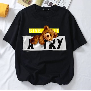 &lt;POPCLOSET&gt; GIVE IT A TRY TEDDY BEAR T SHIRT WOMEN MEN 100% COTTON BAJU T-SHIRT PEREMPUAN LELAKI BAJU LENGAN PENDEK_02