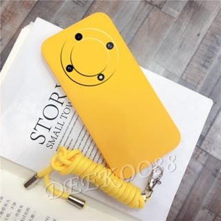 เคสโทรศัพท์มือถือ TPU แบบนิ่ม สีพื้น พร้อมสายคล้องคอ สําหรับ Honor X9a X8 X7a X6 4G 5G 2023 HONORX9A HONORX7A