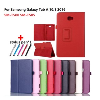 เคสแท็บเล็ต หนัง PU พร้อมขาตั้ง สําหรับ Samsung Galaxy Tab A 10.1 Case 2016 T580 T585 A 10.1 SM-T580 SM-T585 10.1 นิ้ว