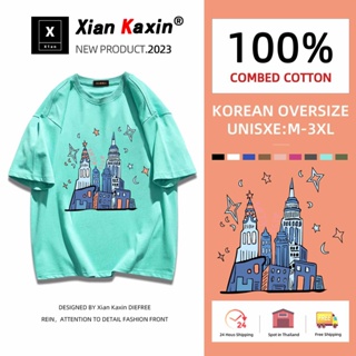 ⚡พร้อมส่ง⚡️เสื้อยืด oversize cotton 100 เสื้อยืดคอกลม ทรงหลวม สตรีท เสื้อยืดทรงหลวมสไตล์เกาหลี มี9สี M-3XL