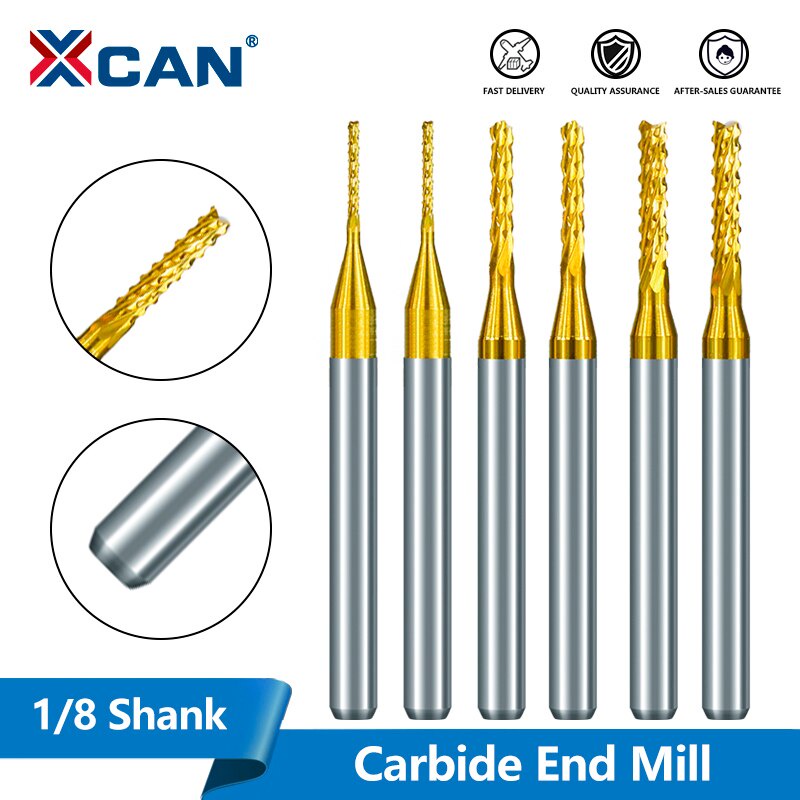 hz4 XCAN PCB Milling Cutter 1/8 Shank Carbide End Mill CNC Router Bit สำหรับงานไม้ข้าวโพด Mill xp_