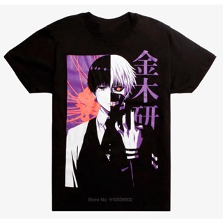 ย้อนยุคTokyo Ghoul Kaneki เสื้อยืดคอกลมผ้าฝ้ายสไตล์ฮิปฮอปสําหรับผู้ชายS-5XL