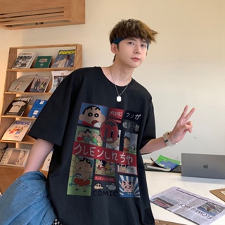 ☒Crayon Shinchan printed short-sleeved T-shirt men s ins tide brand summer round neck pure cotton lo_12