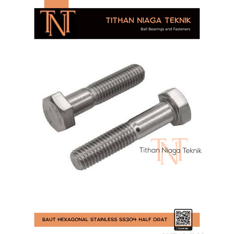 1/2X2-1/4 เกลียว 13G UNC สลักเกลียวสแตนเลส 1/2" x 13G x 2-1/4" สกรูเต็มสแตนเลส SS304 SUS304 304