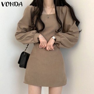 ✔♨♕Vonda ชุดมินิเดรส แขนยาว คอสี่เหลี่ยม สไตล์เกาหลี สําหรับผู้หญิง