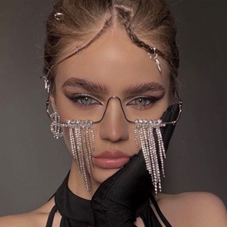 European and American hot-selling face accessories fashion tassel rhinestone glasses Frame Eye decorations womens Eye Frame 05 F2VB