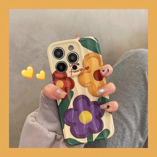 เคสโทรศัพท์มือถือ ลายภาพวาดสีน้ํามัน รูปดอกไม้ สําหรับ iPhone 12 13 11 14 Pro Max 14 Plus