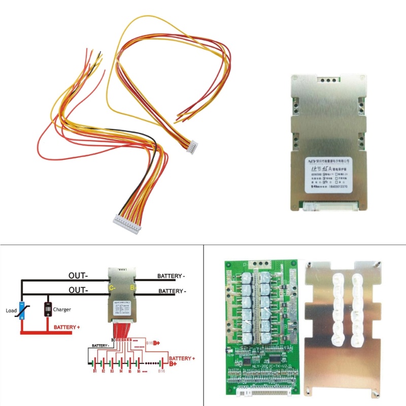 เซลล์ลิเธียมไอออน Shas สําหรับการป้องกัน BMS- บอร์ด PCB พร้อมฟังก์ชั่นสมดุล 16S 60V