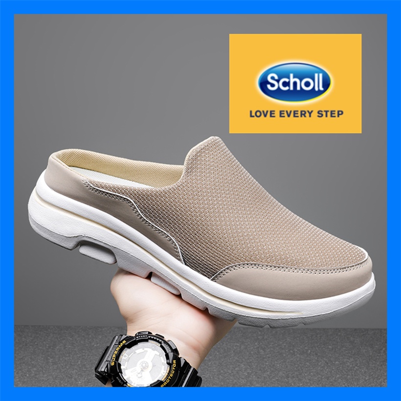 Scholl รองเท้ากีฬา Scholl ส้นแบน แบบสวม ขนาดใหญ่ สไตล์เกาหลี สําหรับผู้ชาย ไซซ์ EU 45 46 47 48