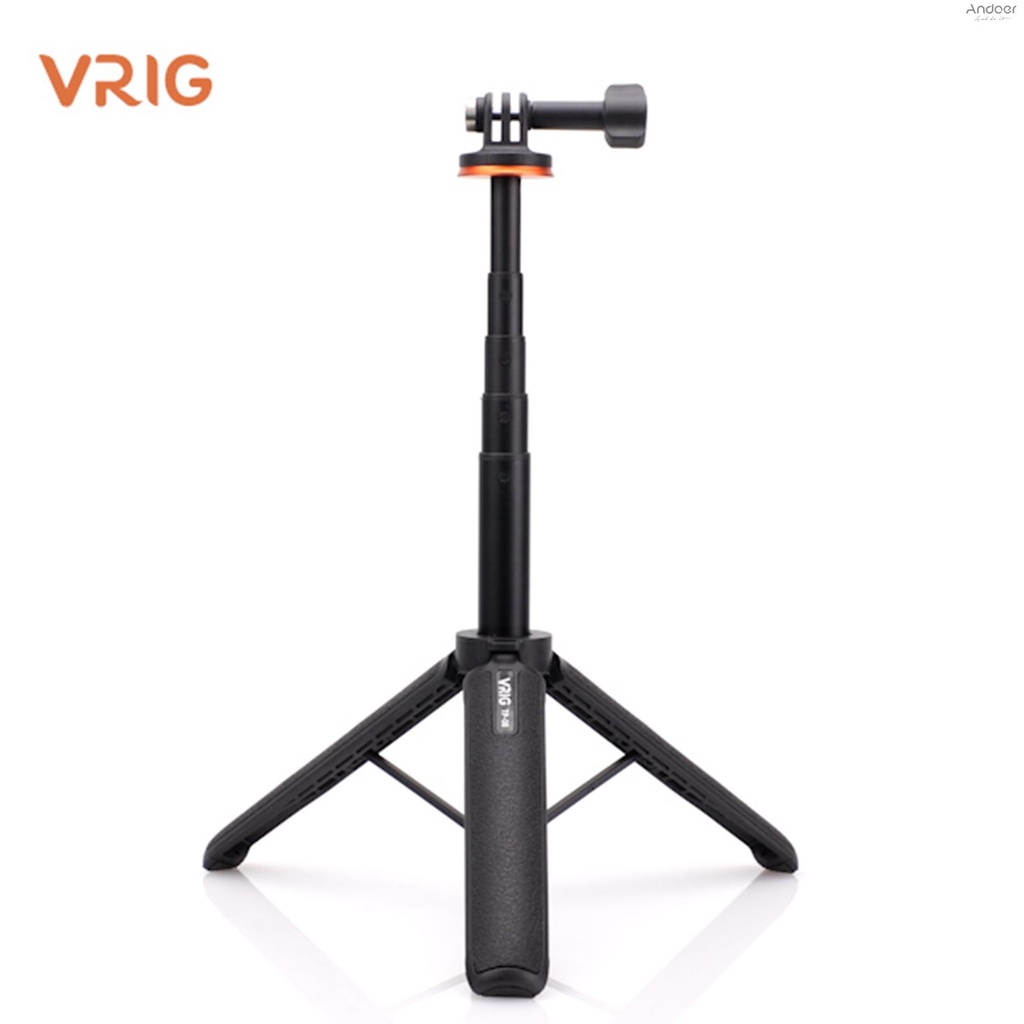 VRIG TP-08 Sports Camera Selfie Stick Tripod Stand Aluminum Alloy 51cm/20.1in Max. Height Replacement for 11/10/9 Vlog Live Streaming Selfie Video Recording
