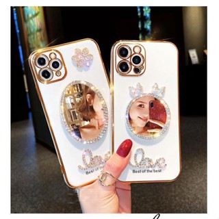 เคสโทรศัพท์มือถือนิ่ม ประดับเพชร วิบวับ พร้อมกระจก สําหรับ OPPO A98 A78 5G A17 A16 A77s A57 2022 A95 A74 5G