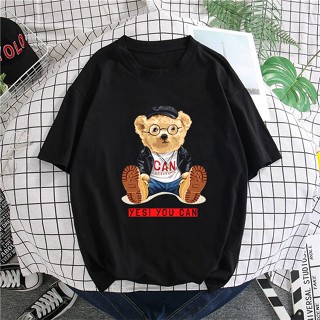 T-SHIRT PEREMPUAN LELAKI BAJU YES YOU CAN TEDDY BEAR WOMEN MEN BAJU WANITA COTTON loose/Oversize/Plus Size Tee_02