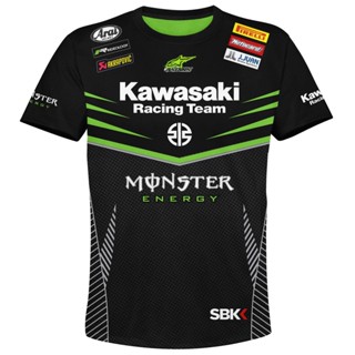 เสื้อยืด พิมพ์ลาย racing team kawasaki 3 มิติ สําหรับผู้ชาย