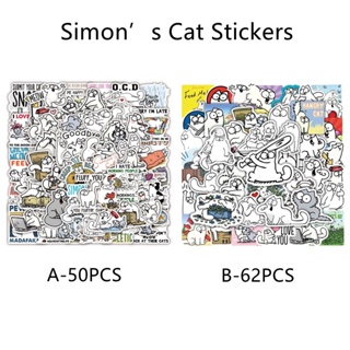 Z&amp;m❀ สติกเกอร์ ลายการ์ตูนแมว Simons กันน้ํา สําหรับตกแต่งของเล่น 50 ชิ้น 62 ชิ้น ต่อชุด